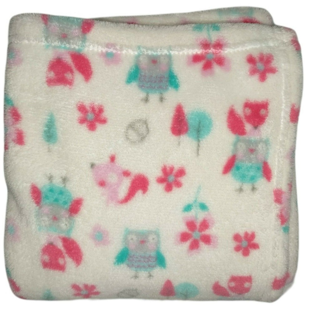 Magic Years OWL Flower Baby Girl Blanket Security Lovey Beige Pink Teal Fleece